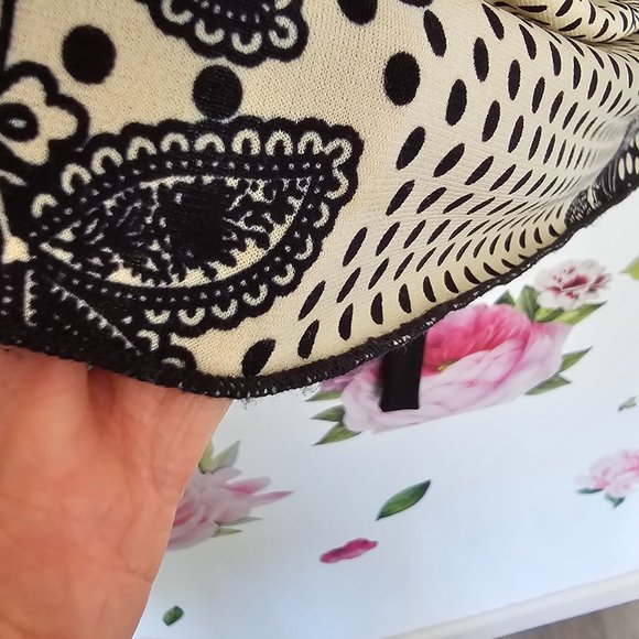 Mod retro Size S psychedelic Paisley Long Bell Sleeve v-neck flowy top - Picture 5 of 7